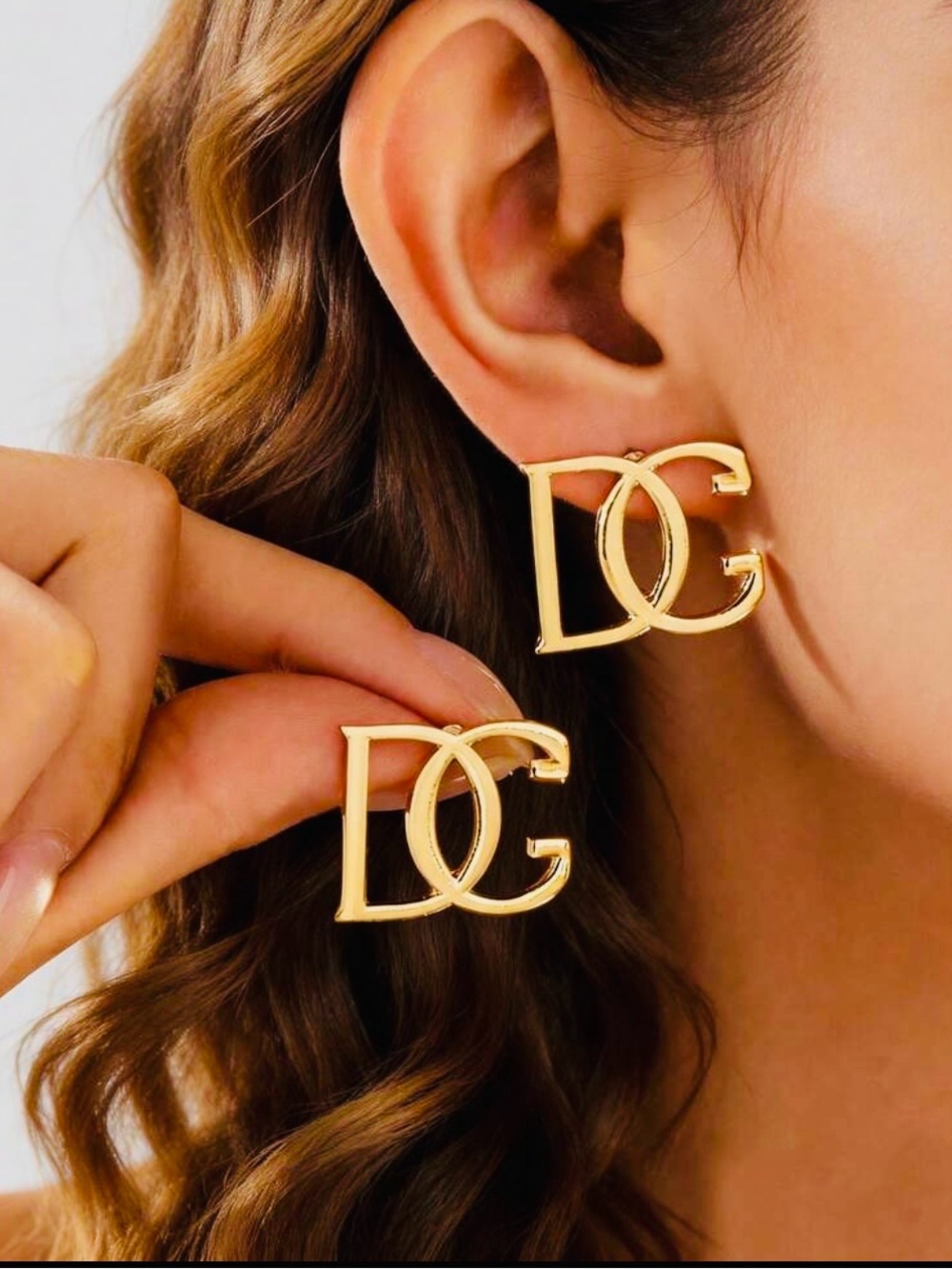 DG Gold Tone Logo Hoop Earrings - Women Jewelry
